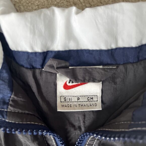 Vintage Nike Tracksuit Jacket Pants Set Boys Small 8 Navy White Nylon 90s Swishy - Picture 3 of 12